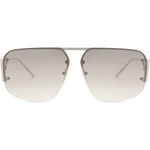 Trendy Aviator Sunglasses Mens Womens Retro Metal Rimless Silver Frame Shades